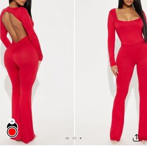 Fashion Nova Bold Red Backless Jumpsuit